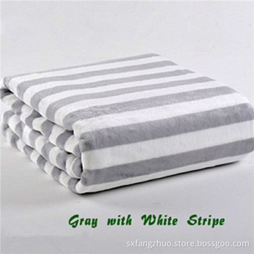 hotsale stripe pattern printed soft coral fleece blanket